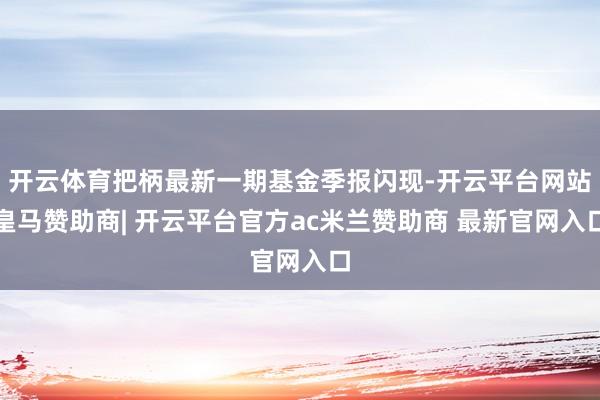 开云体育把柄最新一期基金季报闪现-开云平台网站皇马赞助商| 开云平台官方ac米兰赞助商 最新官网入口